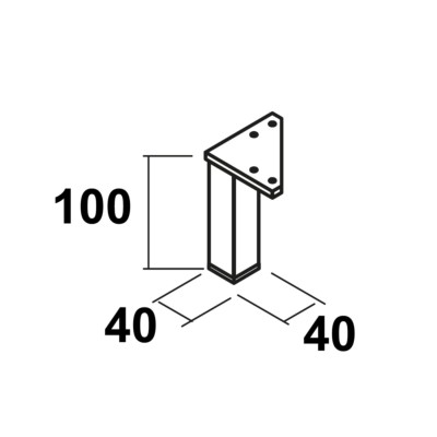 Satz 2 Füße CHROM GLÄNZEND Hauteur 100 mm