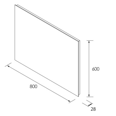 Spiegel BLOCK 800 horizontal vertical LED-Licht (20 W-57000ºk) IP44 600 x 800 mm