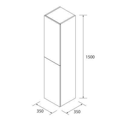 Hochschrank wandhängend UNIIQ links / rechts 2 Türen mit Softeinzug TERRACOTA 350 x 1500 x 350 mm