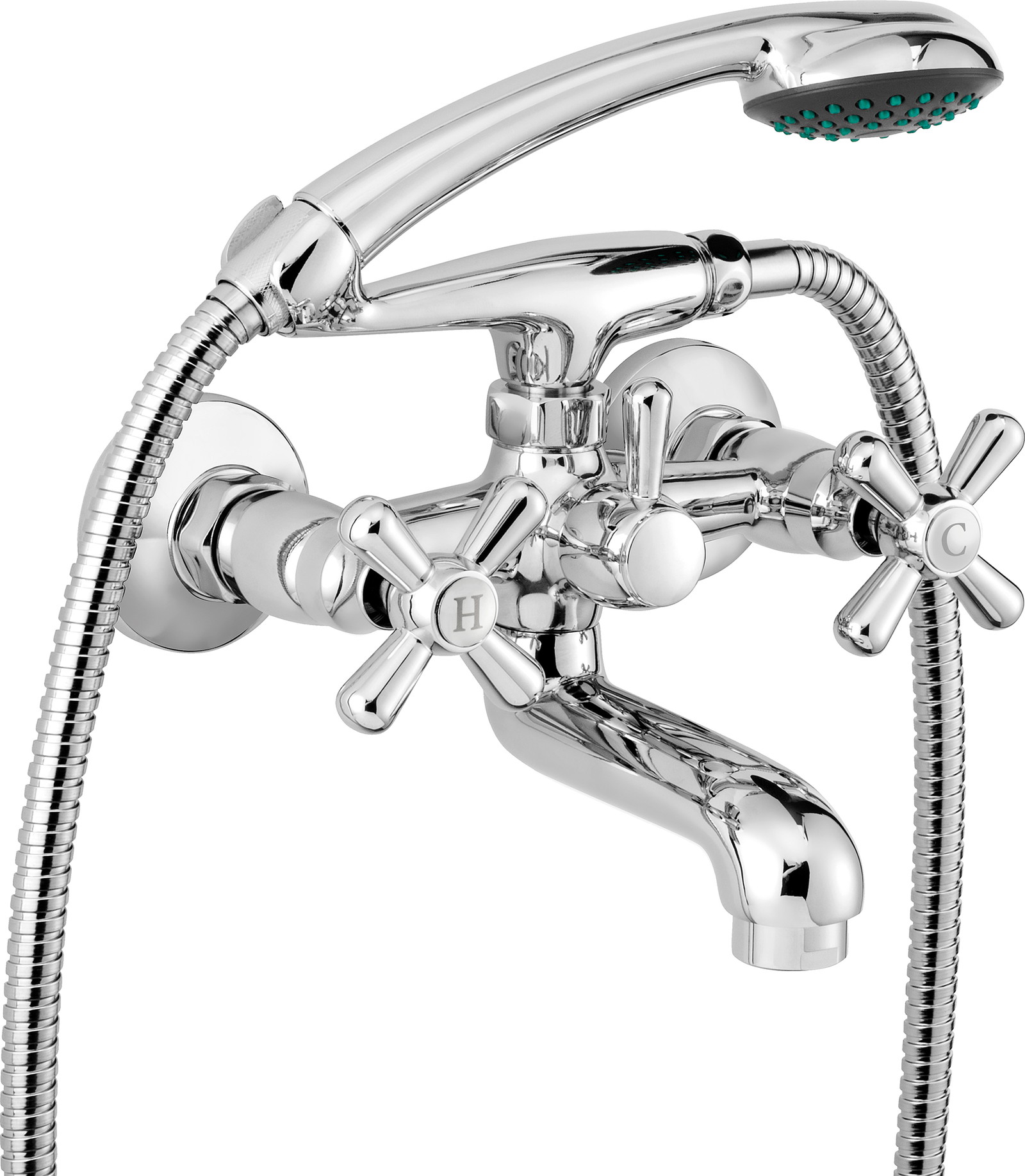 Symetrio - Wannenarmatur, Wand-, mit Duschset