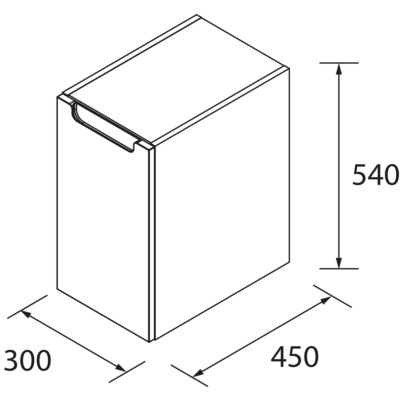 Schrankelement wandhängend MONTERREY 300 rechts 1 Tür mit Softeinzug WEIß GLÄNZEND 300 x 540 x 450 mm