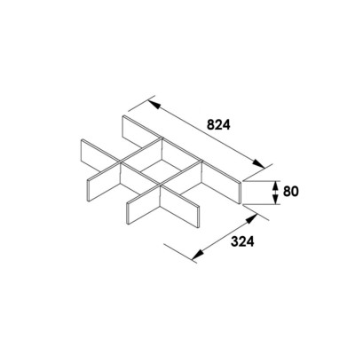 Trenneinsätz für untere Schublade S45 900 KOHLENSCHWARZ-TX 824 x 80 x 324 mm