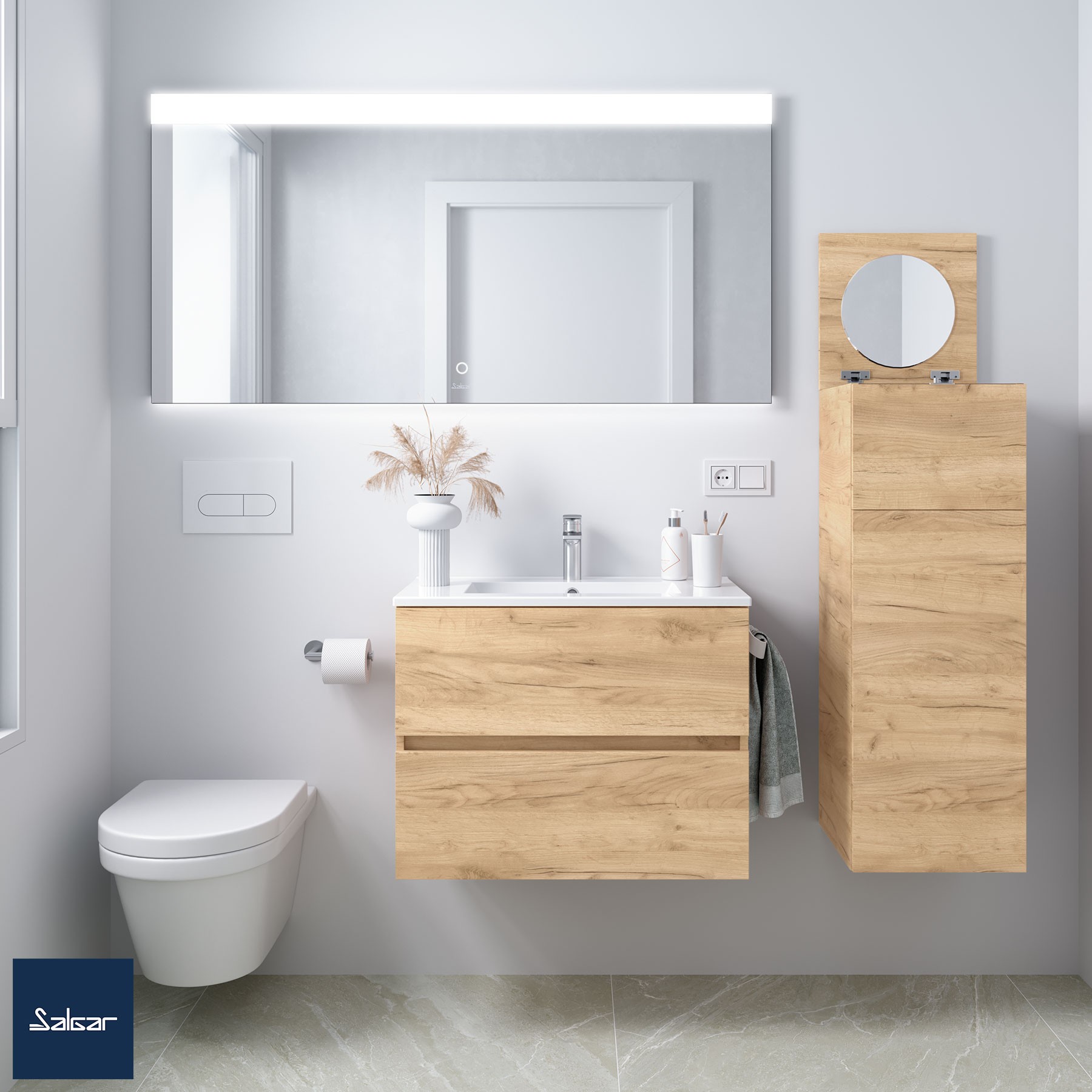 Schrank wandhängend FUSSION LINE 700 TIEFE 40 2 Schubladen mit Softeinzug EICHE AFRIKA 697 x 540 x 385 mm