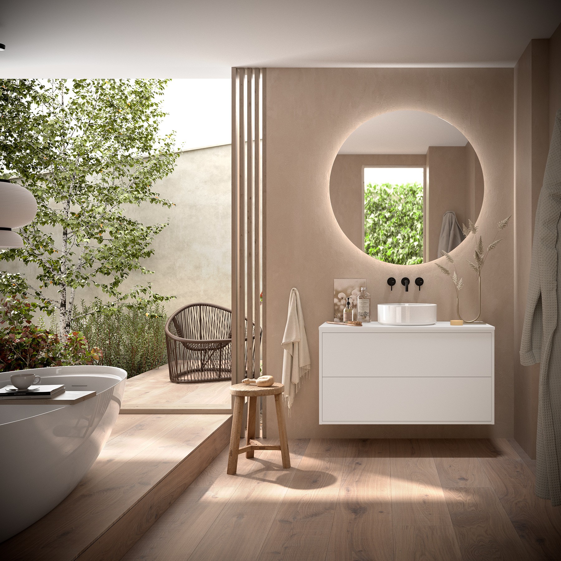 Badezimmermöbel OPTIMUS 1000 WHITE SATIN + Waschtisch-Platte