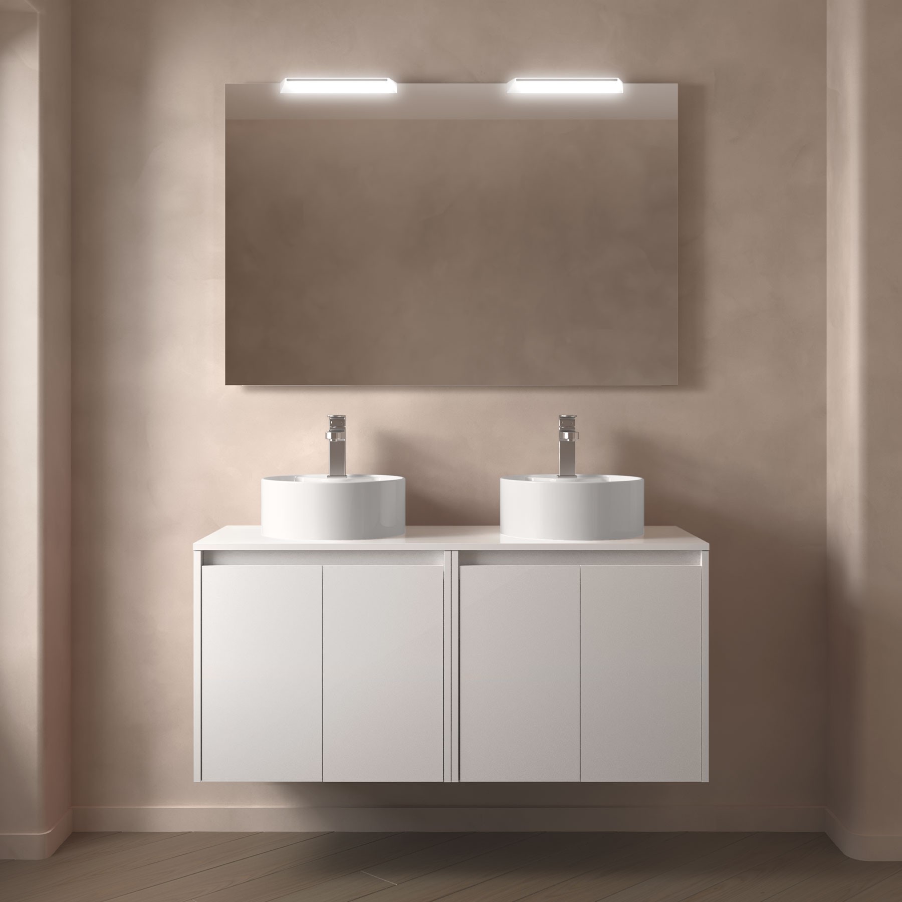 Badezimmermöbel NOJA 1200 4 Türen WHITE GLOSS + Waschtisch-Platte
