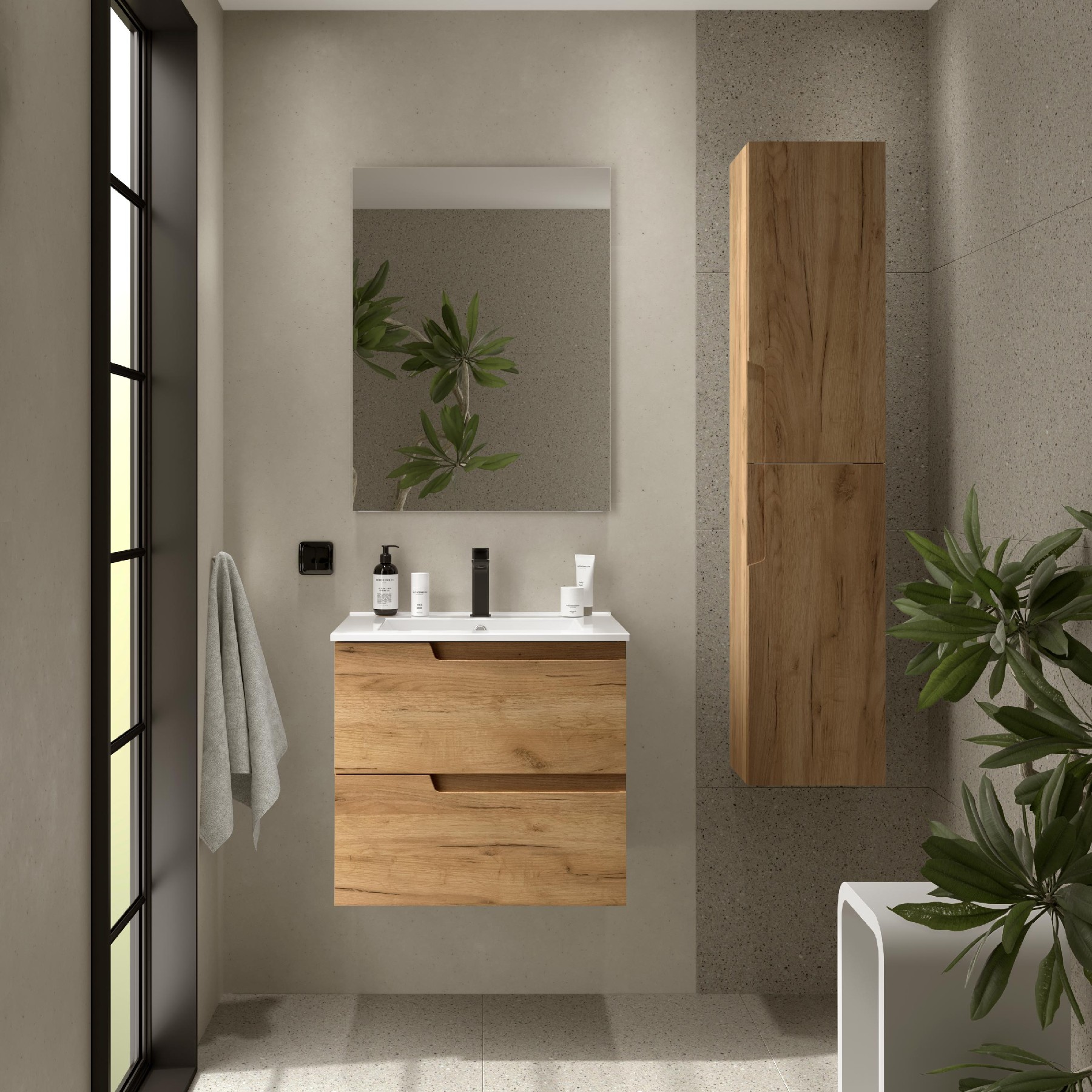 Badezimmermöbel VIMA 600 EICHE AFRIKA + Waschtisch