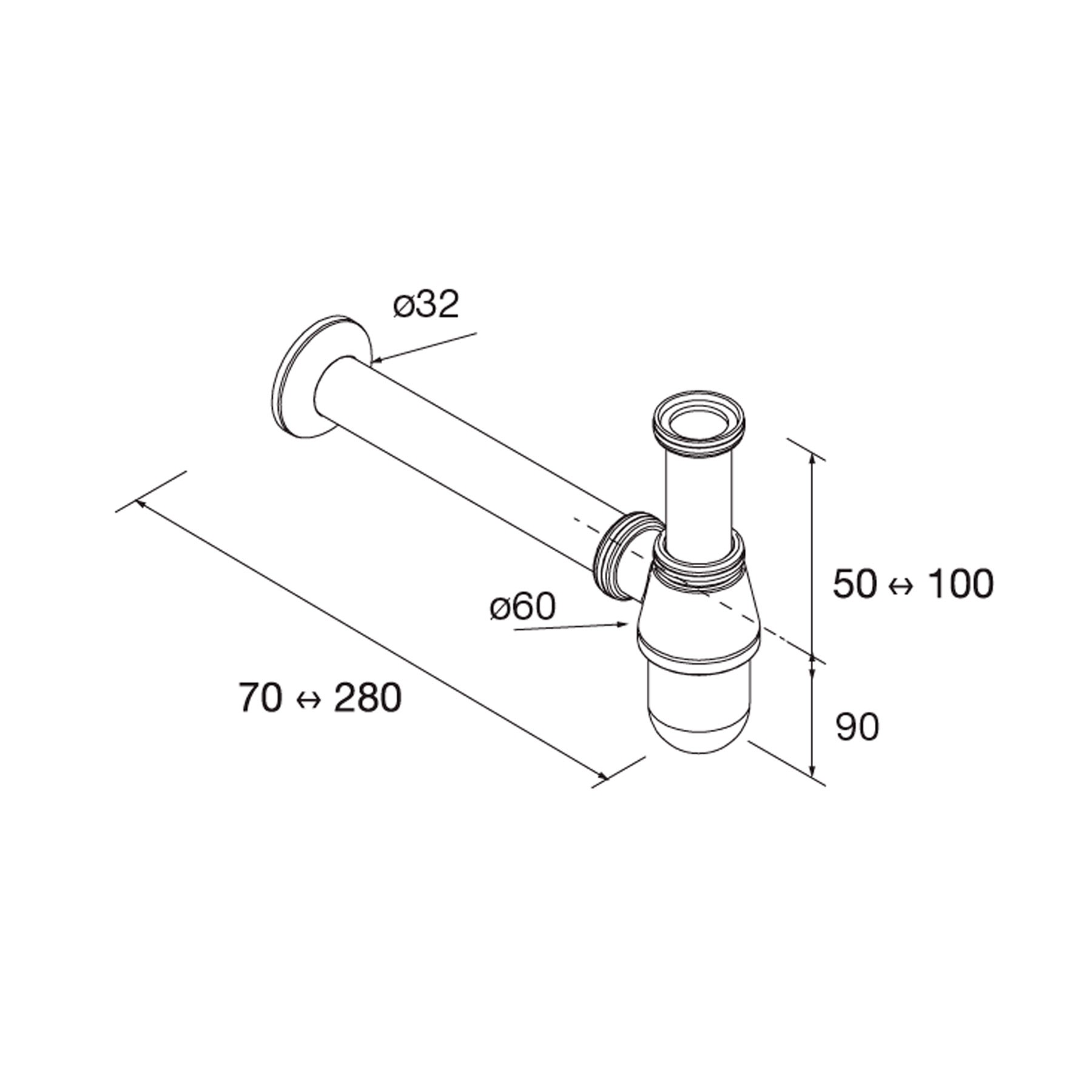 Siphon POSYX verchromtes Messing