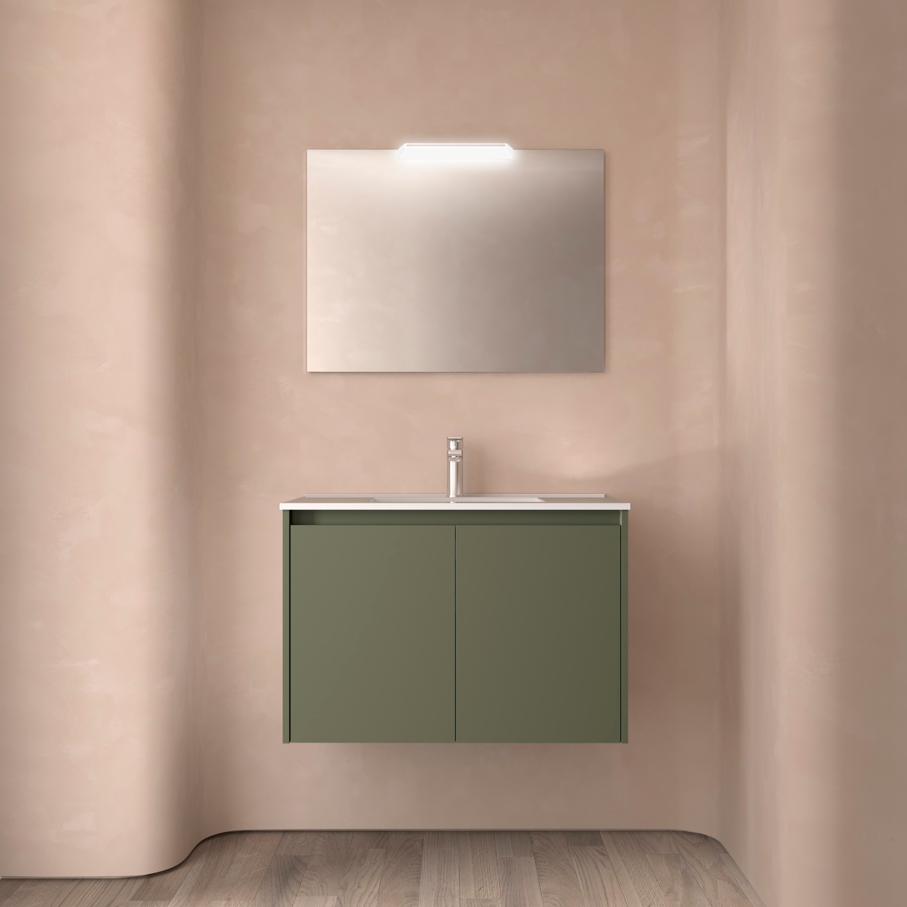 Badezimmermöbel NOJA 800 2 Türen GREEN SATIN + Waschtisch