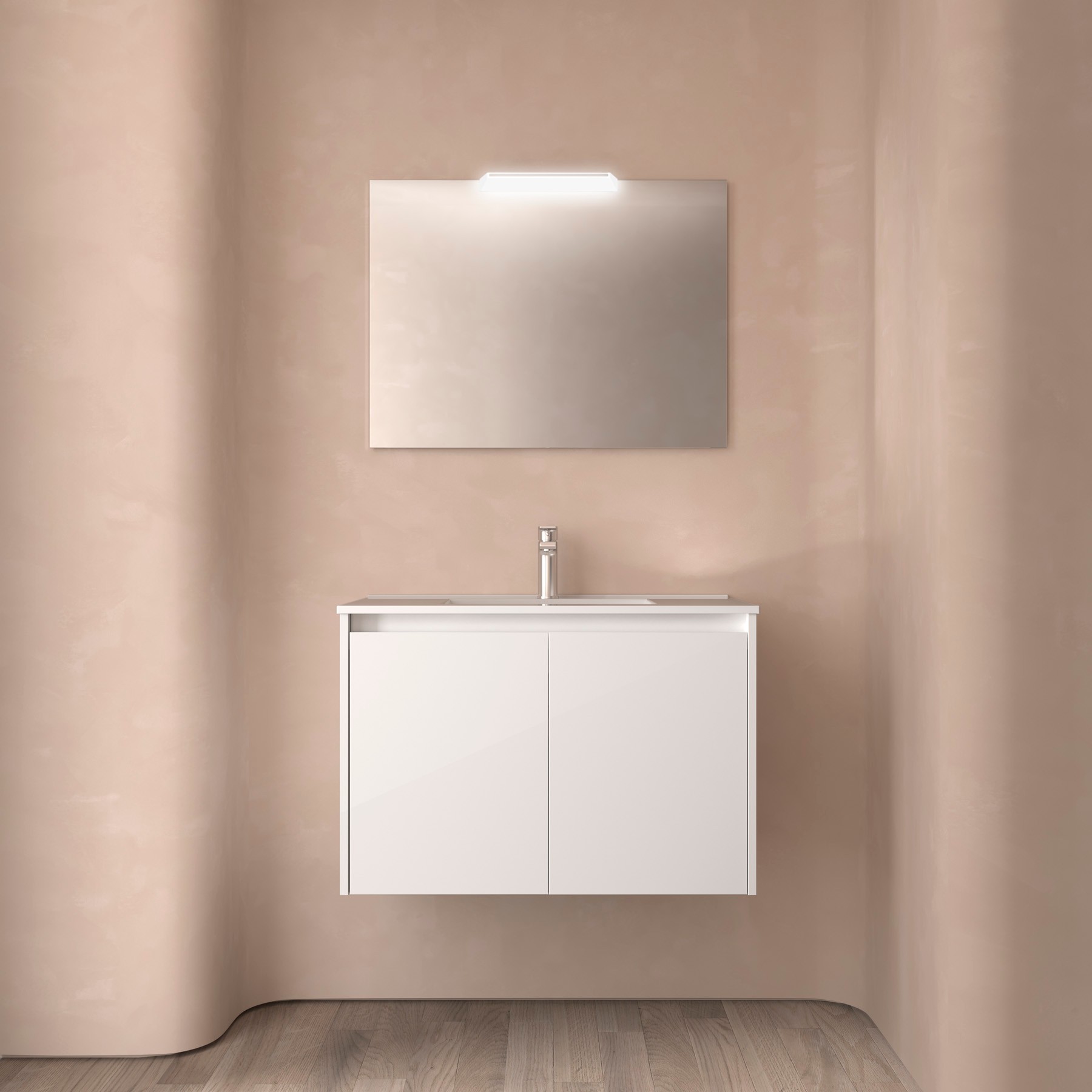 Badezimmermöbel NOJA 800 2 Türen WHITE GLOSS + Waschtisch
