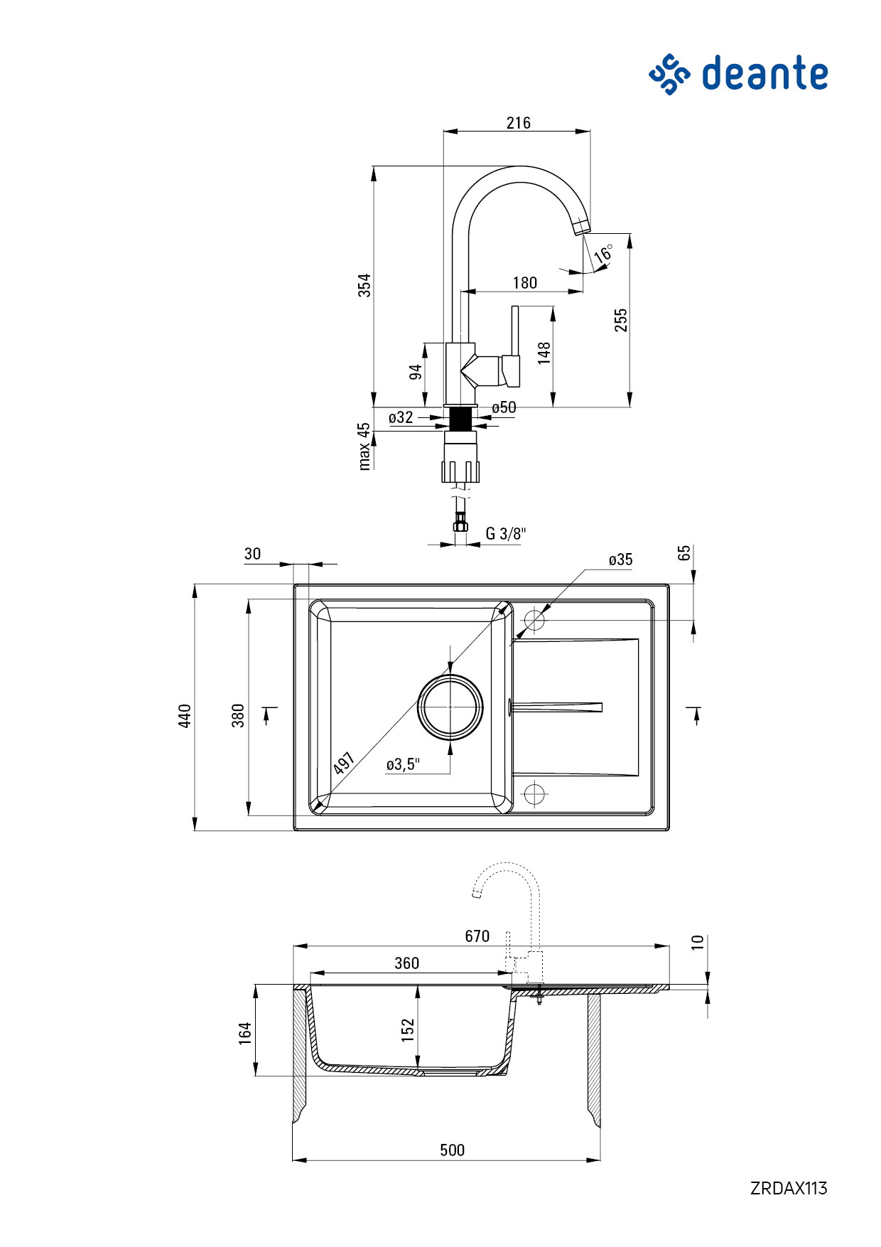 Leda - Granitspülbecken mit Armatur, 1-Becken mit Abtropffläche