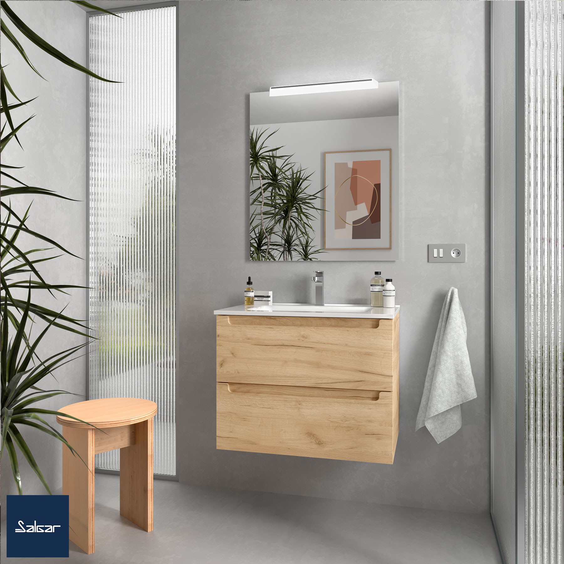 Schrank wandhängend MONTERREY 700 2 Metallauszug mit Softeinzug EICHE AFRIKA 697 x 540 x 450 mm