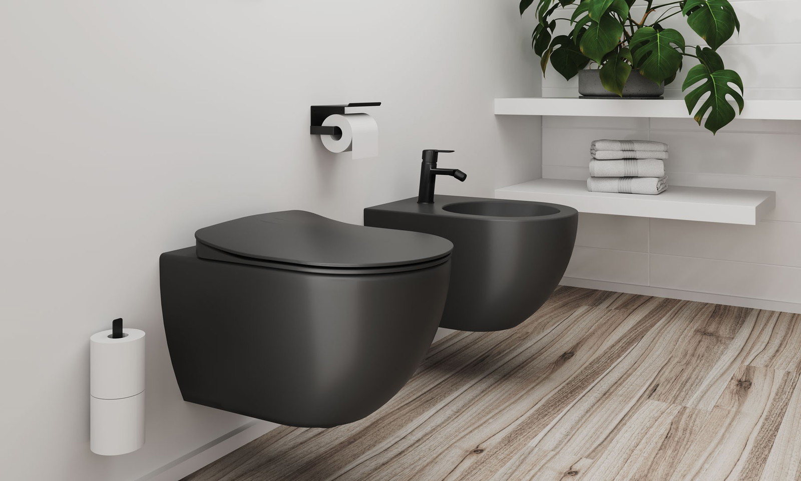 Mokko - Toilettenpapierhalter, Wand- - mit Ablage