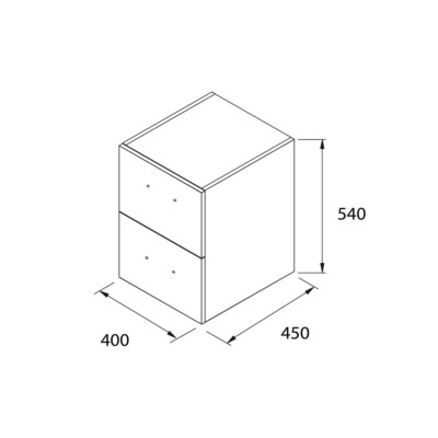 Schrankelement FUSSION CHROME 250 2 Schubladen  GRAU GLÄNZEND 250 x 540 x 450 mm