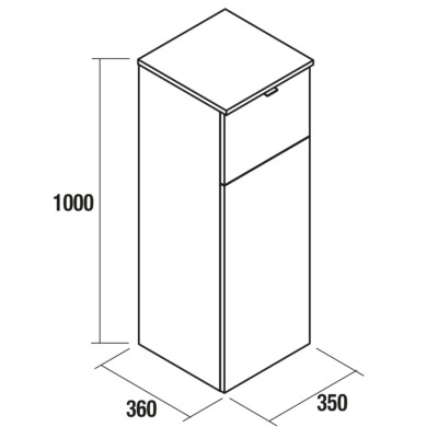 Schminktisch-Modul ALLIANCE NATURE mit Tür Schublade und klappbaren Spiegel 352 x 1000 x 360 mm