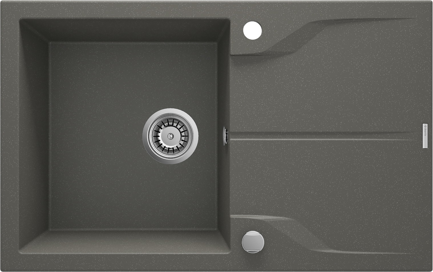 Andante Flush - Granitspülbecken, 1-Becken mit Abtropffläche - Flächenbündige Montage
