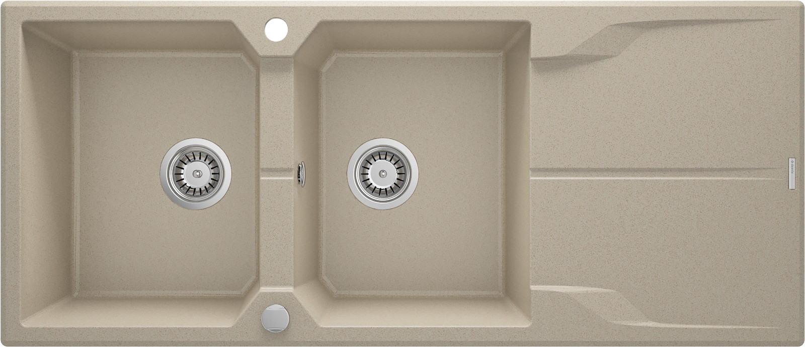 Andante - Granitspülbecken, 2-Becken mit Abtropffläche