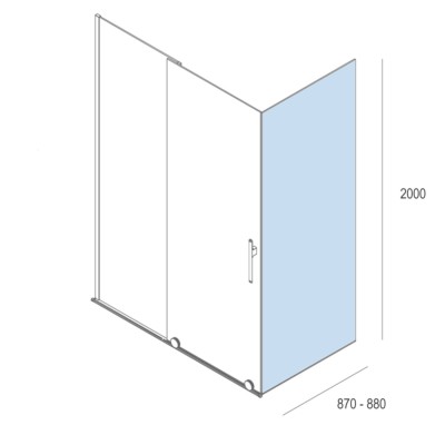 Duschabtrennung REIKIAVIK feste Seitenwand Brilho Transparente 875 - 895 x 2000 mm