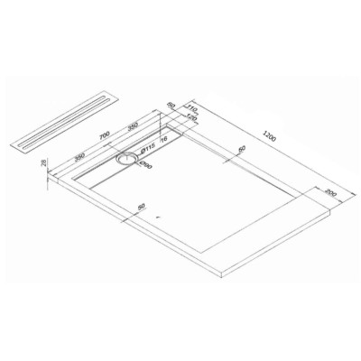 Duschtasse POMPEYA WEISS 700 x 1200 mm