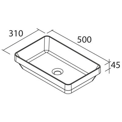 Halbeingelassene Waschbecken MAEL ohne Siphon und Clickerabfluss SOLID SURFACE WEIß MATT 502 x 44 x 301 mm