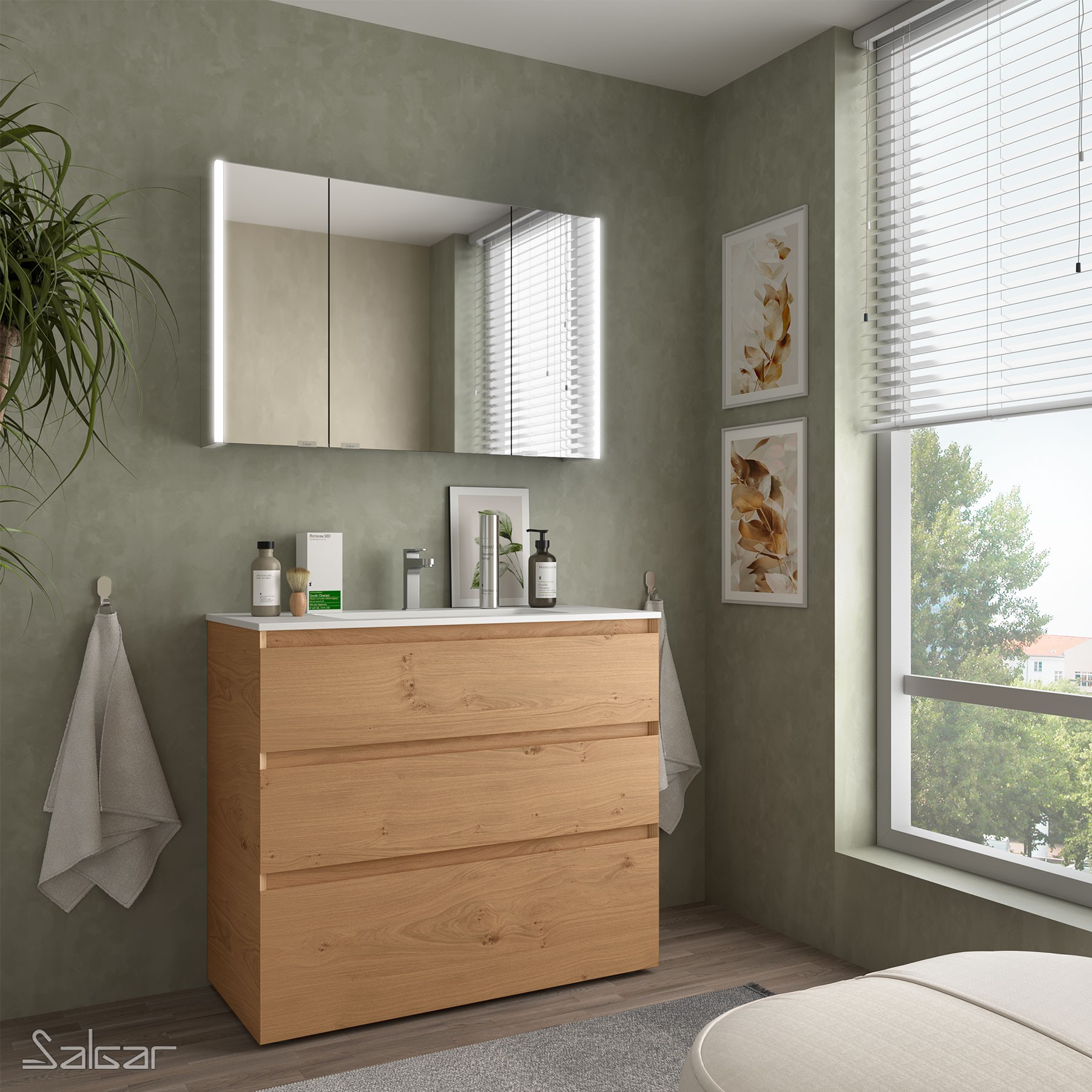 Schrank wandhängend MOMENT 1000 3 Schubladen REAL 997 x 880 x 452 mm