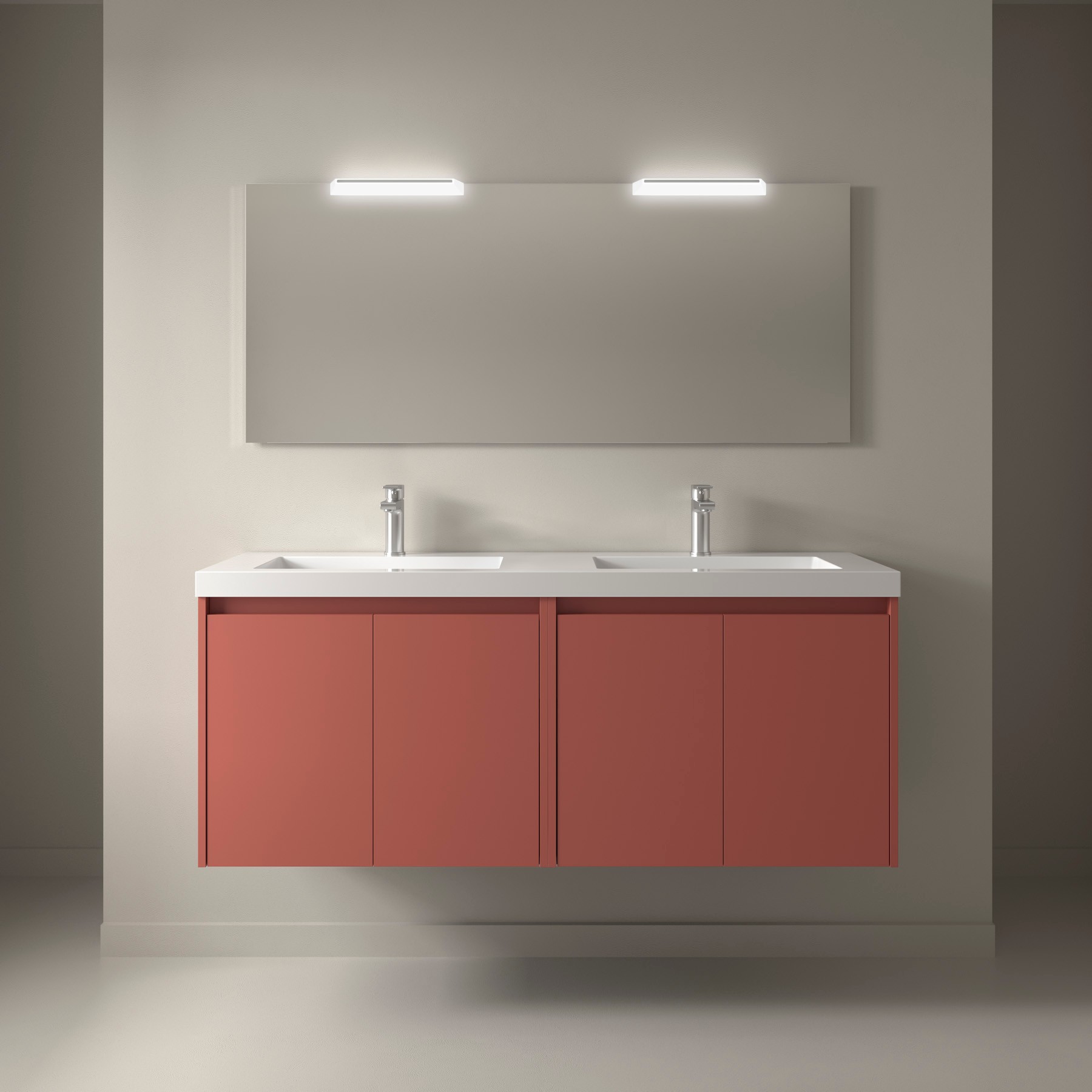 Badezimmermöbel NOJA 1400 4 Türen RED SATIN + Waschtisch