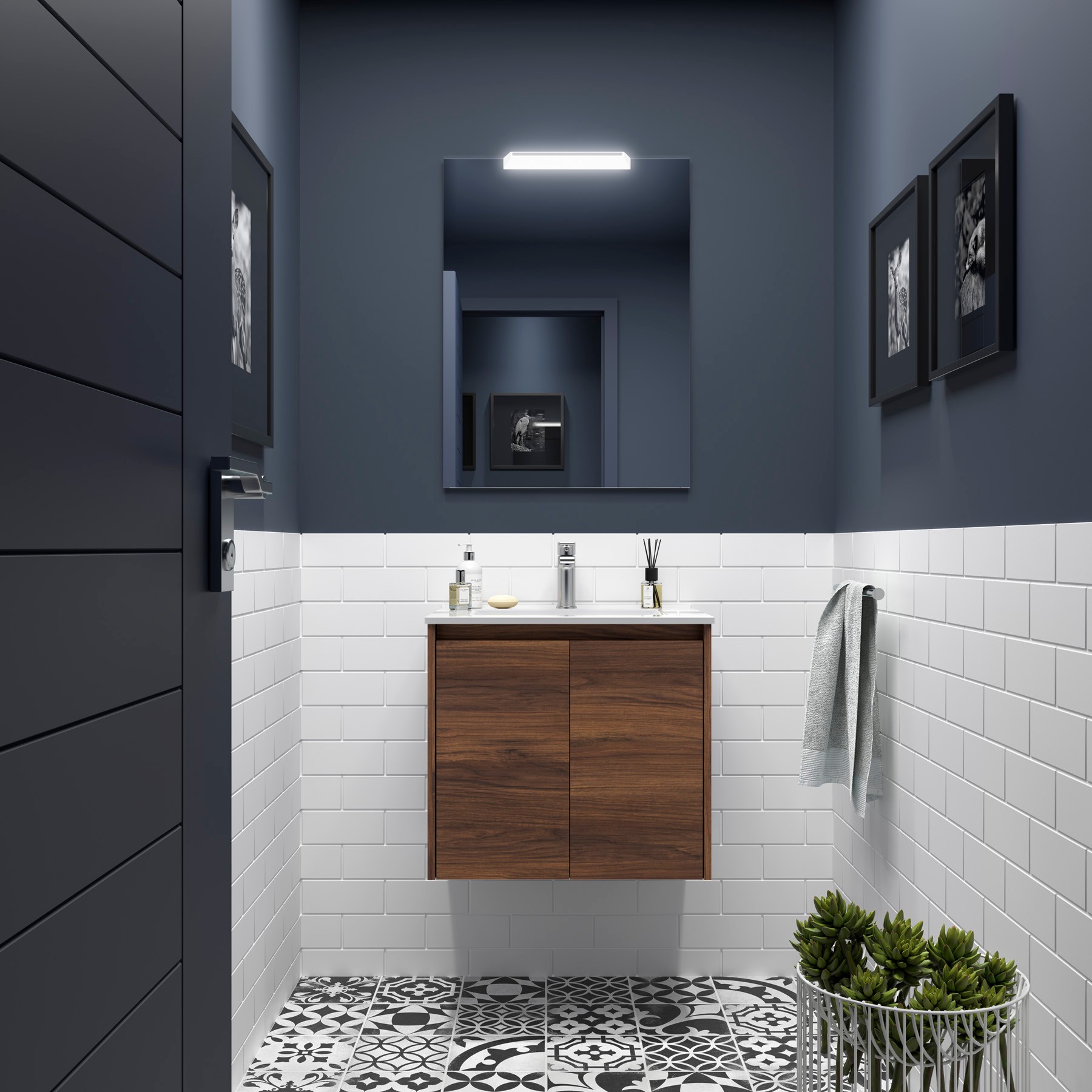 Badezimmermöbel NOJA 700 2 Türen NUSSBAUM MAYA + Waschtisch