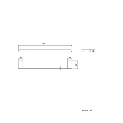 Stange 60 OMEGA 600 x 24 x 80 mm