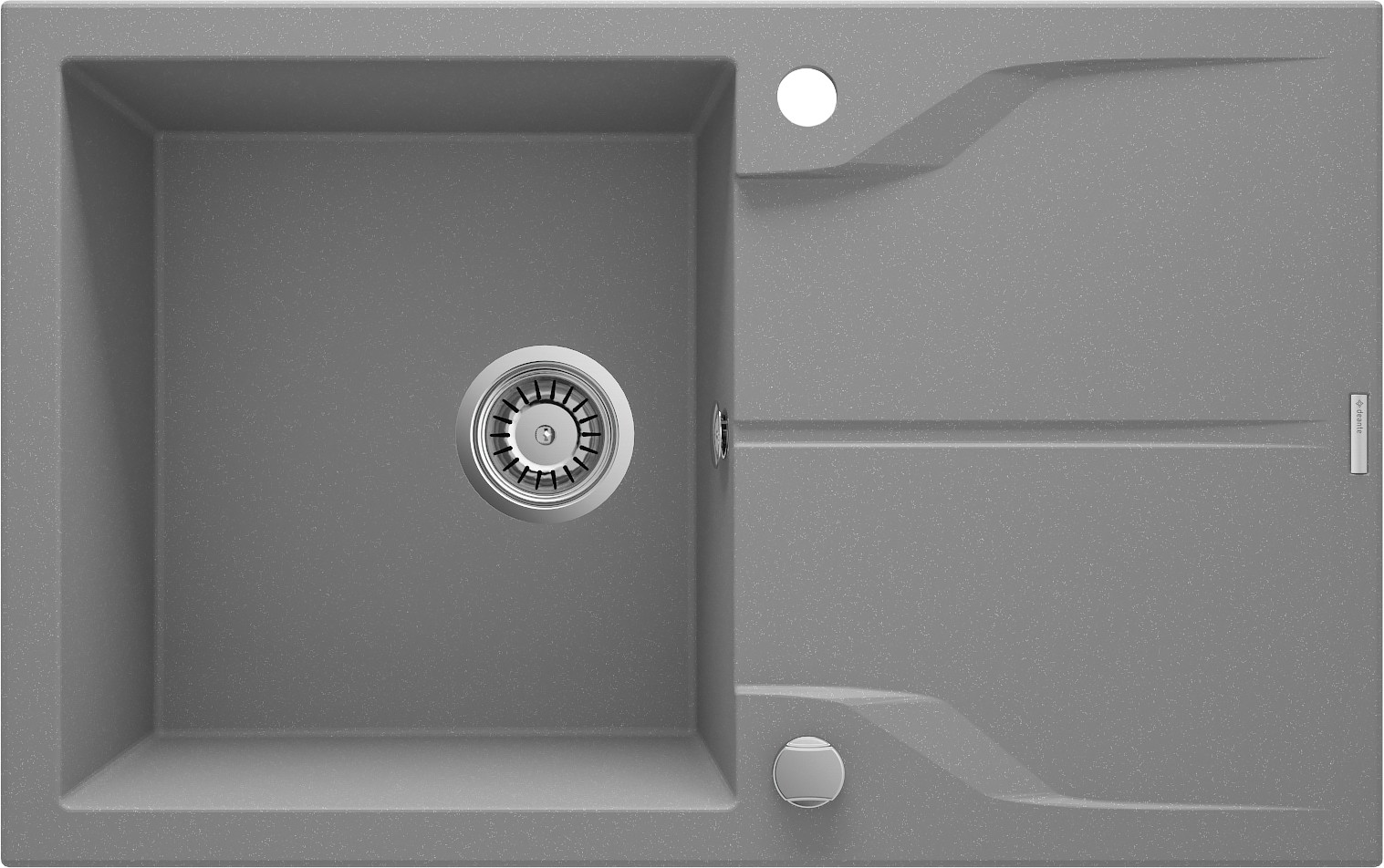 Andante Flush - Granitspülbecken, 1-Becken mit Abtropffläche - Flächenbündige Montage