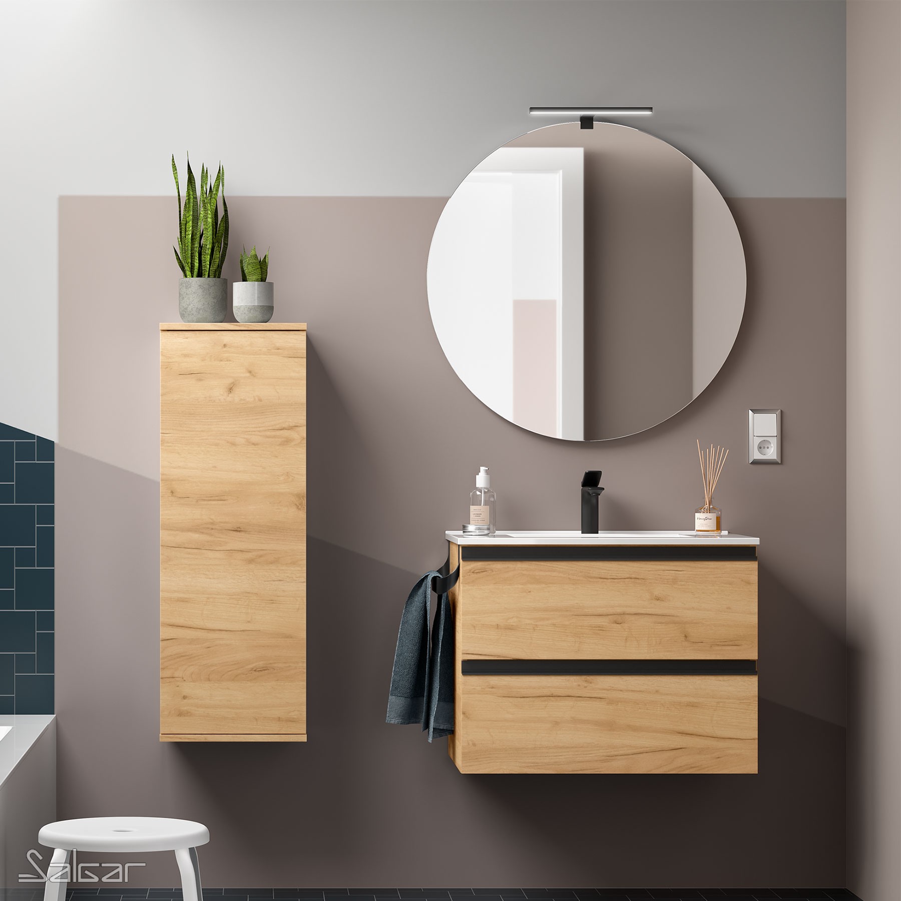 Schrank wandhängend SPIRIT 600 2 Metallauszug EICHE AFRIKA 598 x 540 x 450 mm