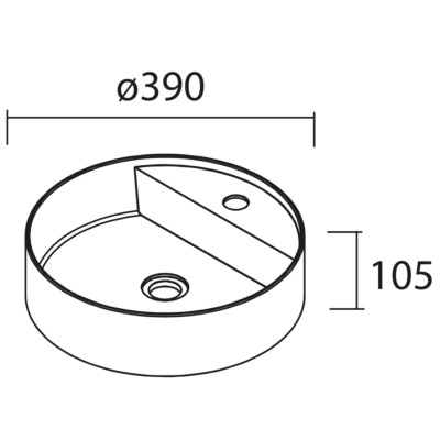 Aufsatzwaschtisch BICA ohne Siphon und Clickerabfluss SOLID SURFACE WEIß MATT Ø 390 x 105 mm