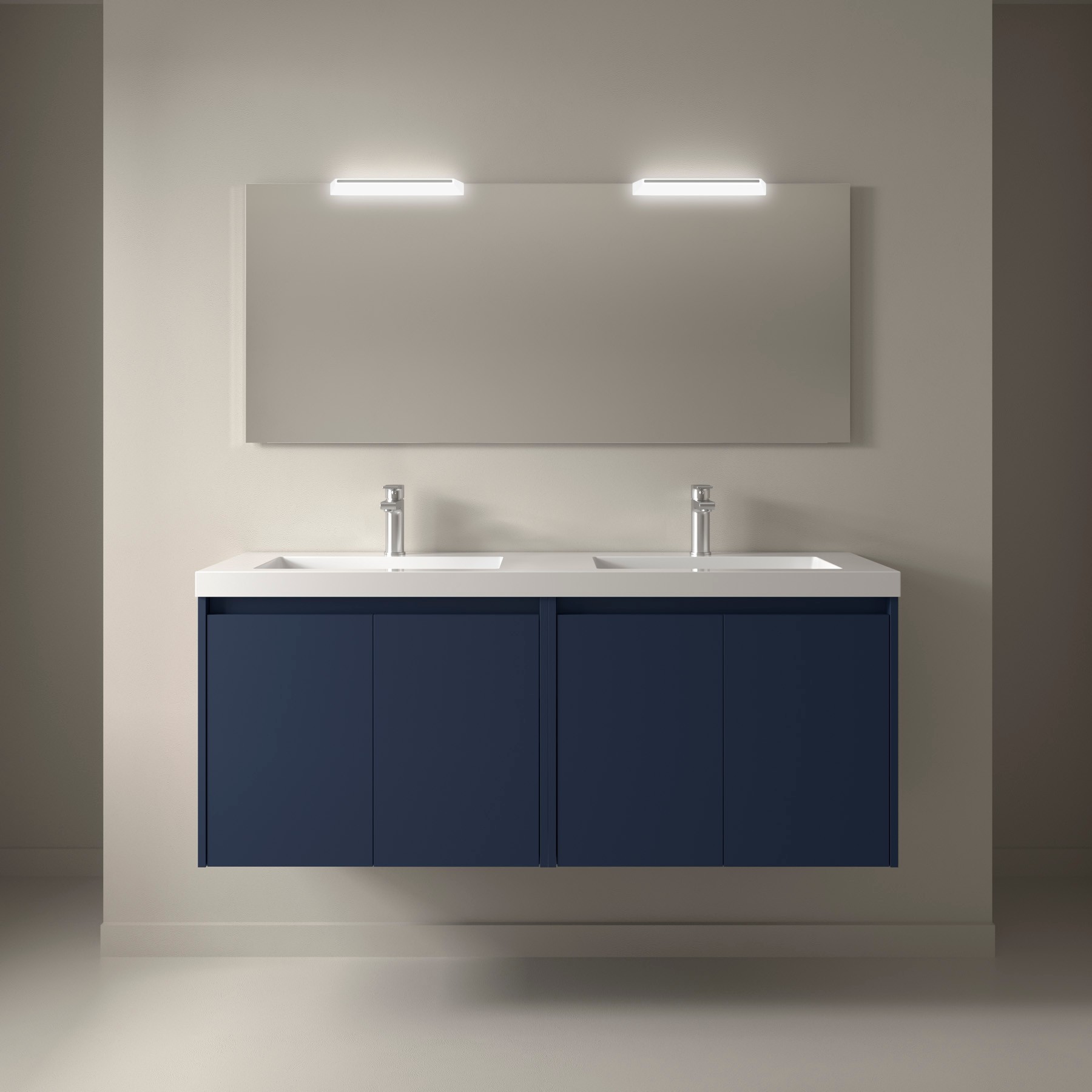 Badezimmermöbel NOJA 1400 4 Türen BLUE SATIN + Waschtisch