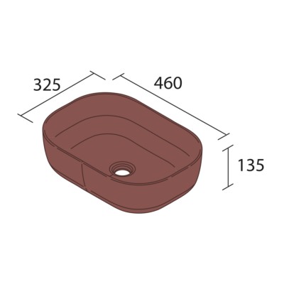 Aufsatzwaschtisch CARLA ohne Siphon und Clickerabfluss PORZELLAN CLAY Ø 360 x 105 mm