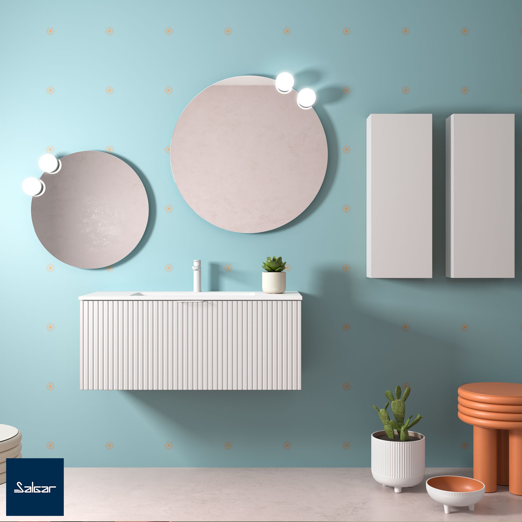 Schrank wandhängend BIBA 1000 1 Metallschublade WHITE COTTON