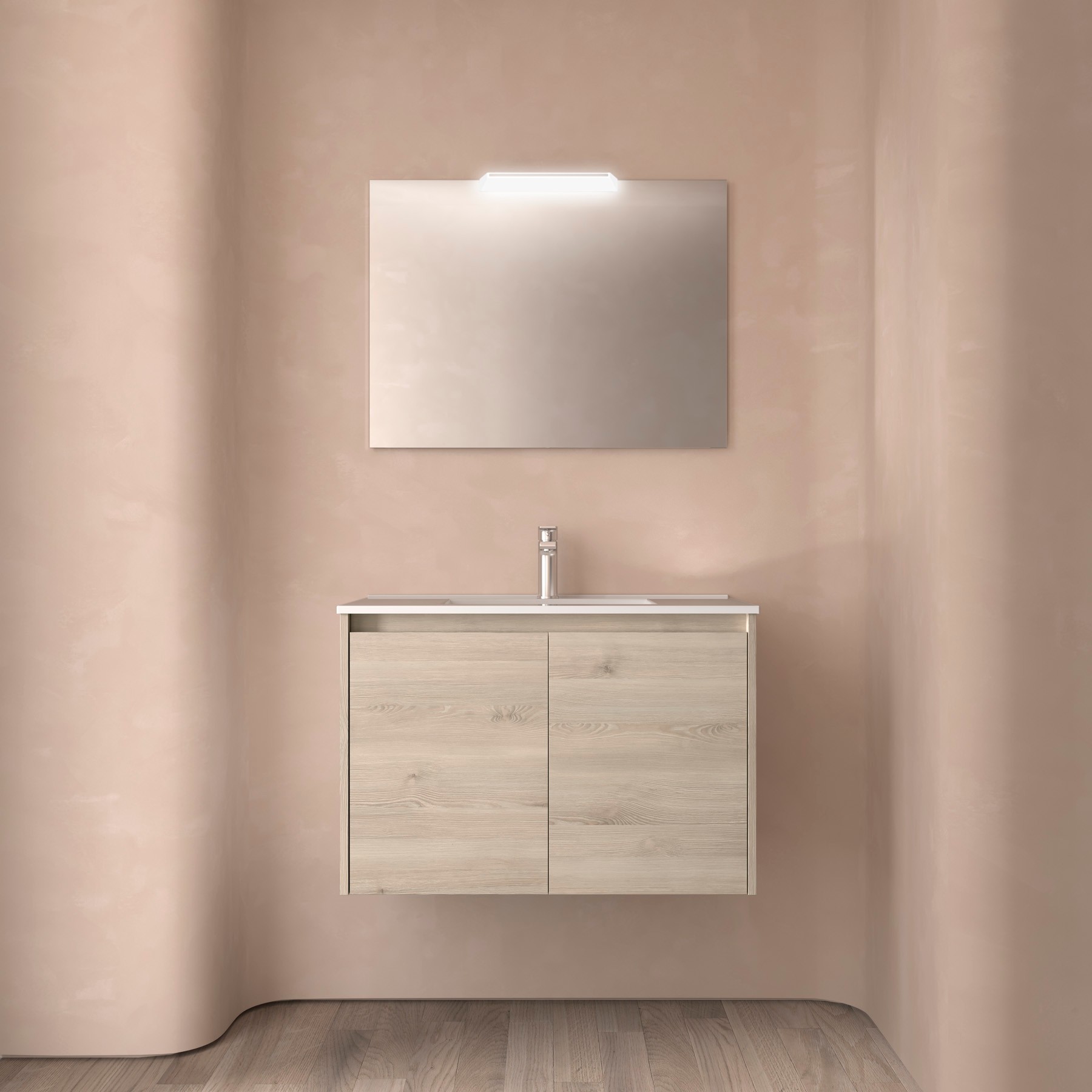 Badezimmermöbel NOJA 800 2 Türen NATURAL + Waschtisch