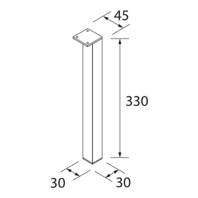 Satz 2 Füße SCHWARZ Hauteur 330 mm