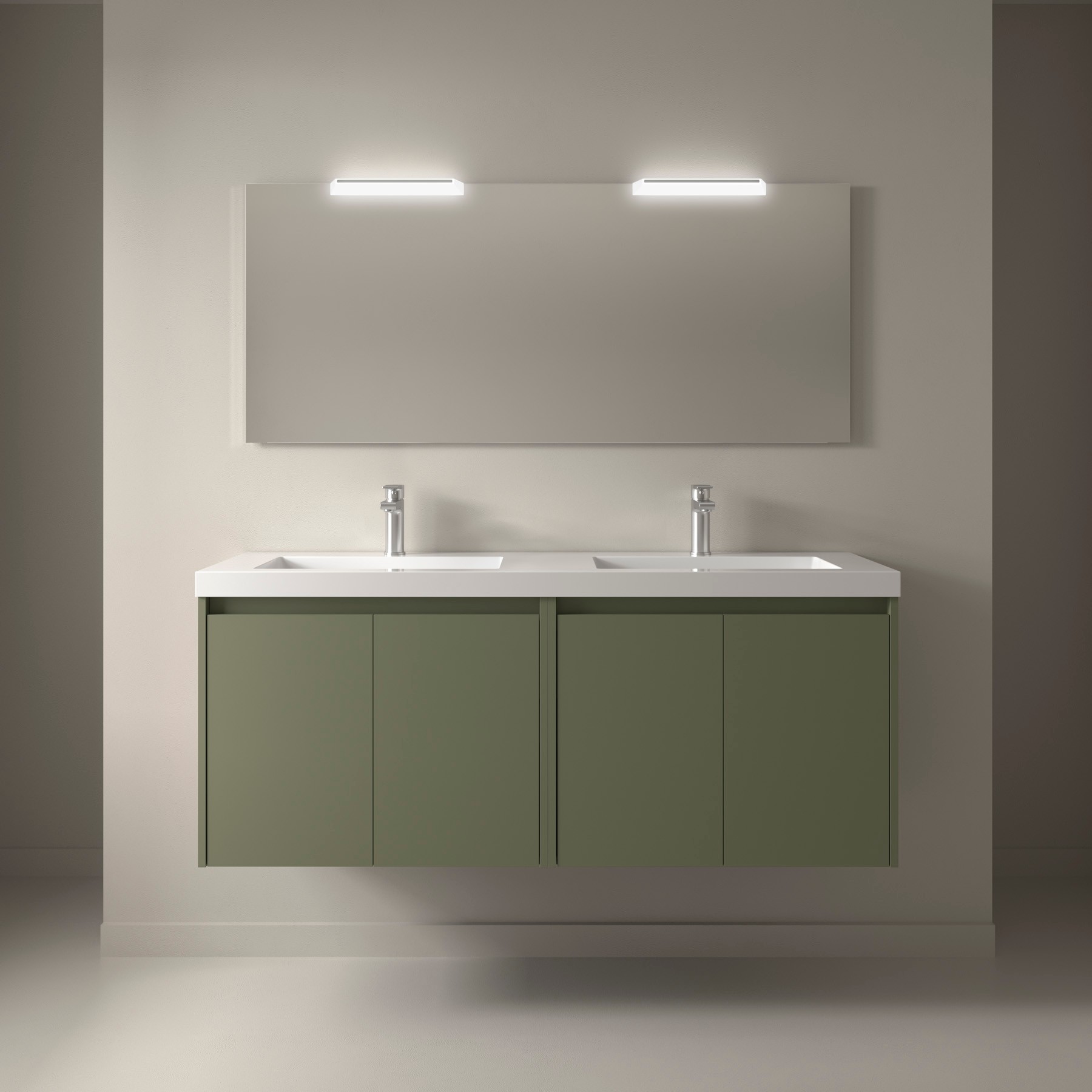 Badezimmermöbel NOJA 1400 4 Türen GREEN SATIN + Waschtisch