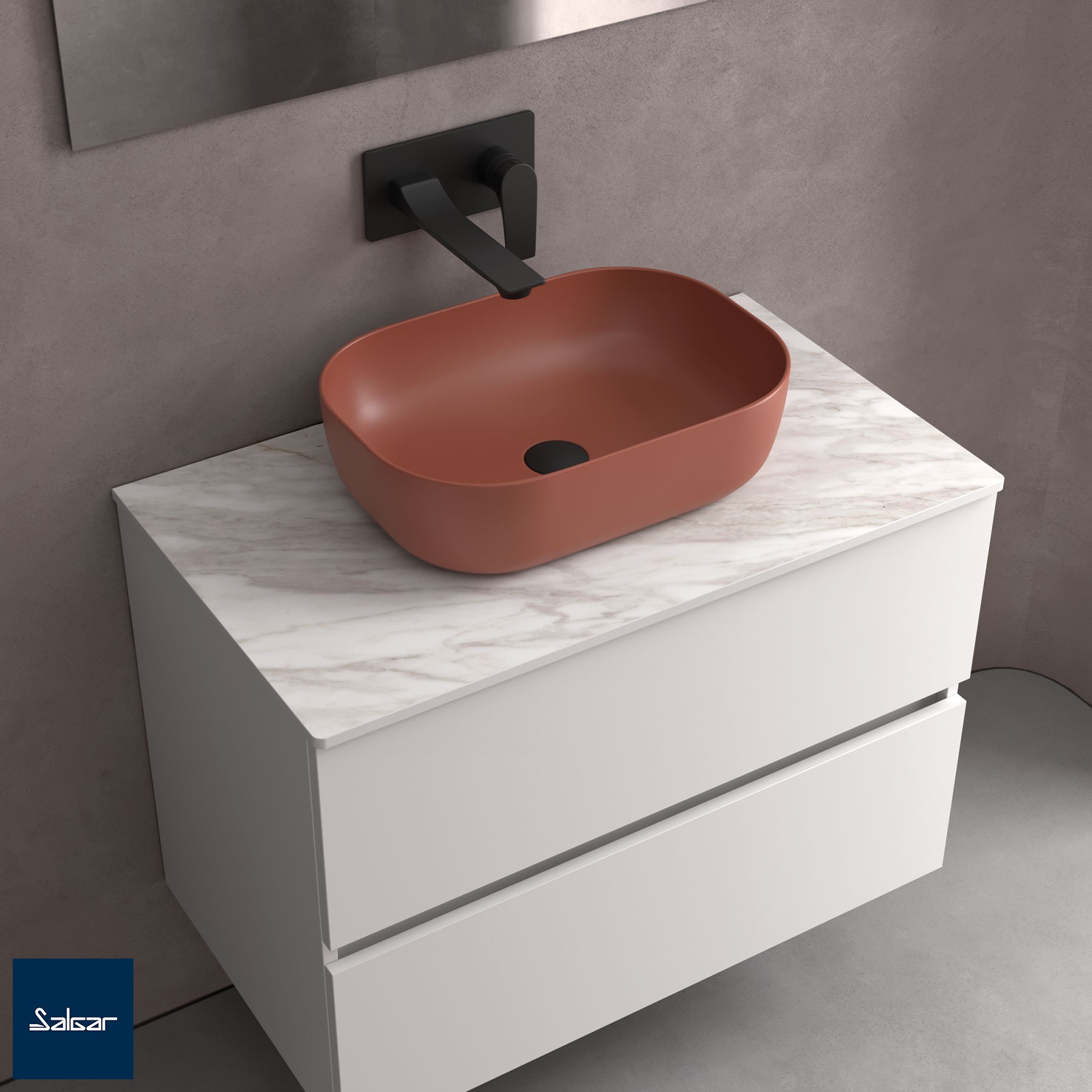 Aufsatzwaschtisch CARLA ohne Siphon und Clickerabfluss PORZELLAN CLAY Ø 360 x 105 mm