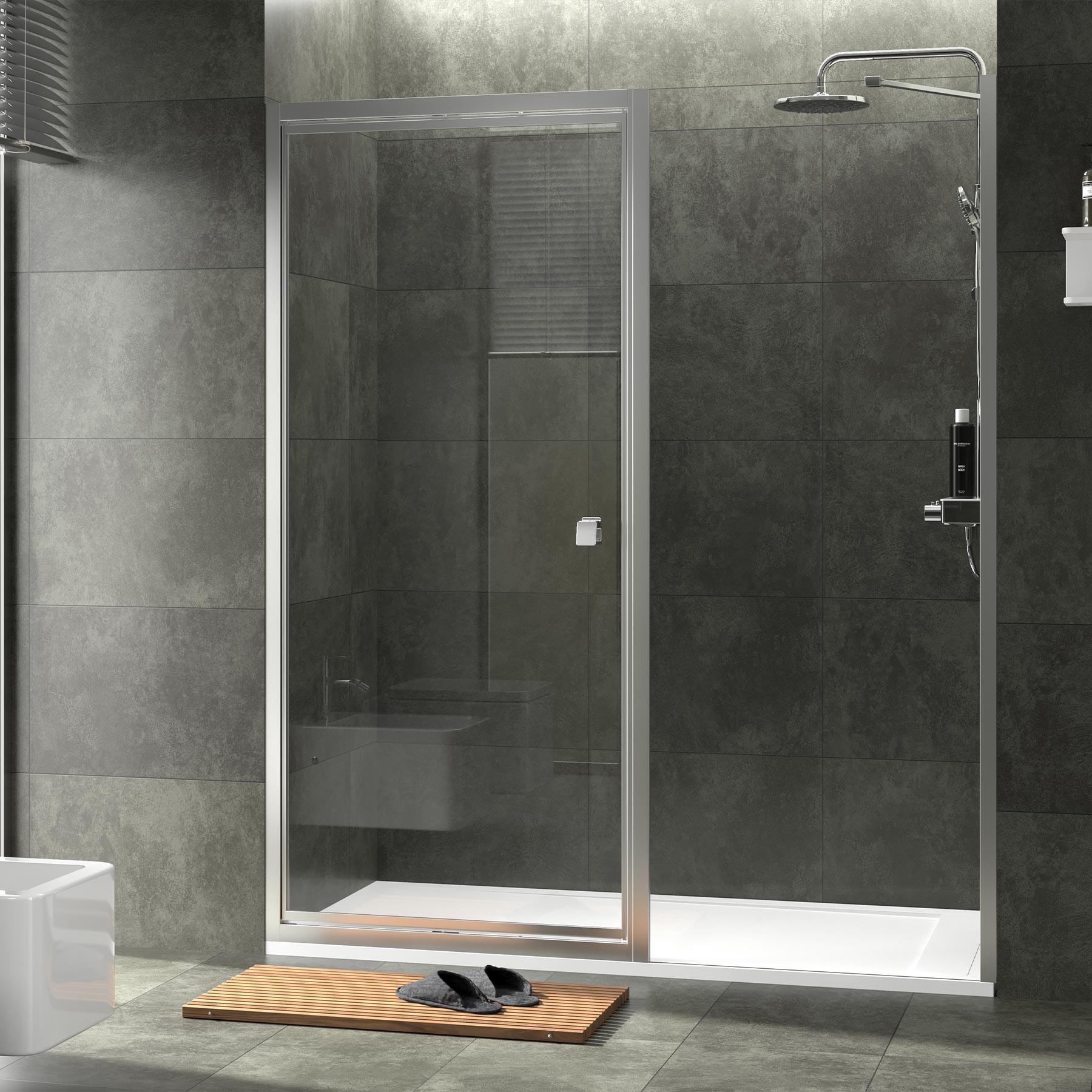 Duschabtrennung HABITAT feste Seitenwand Brilho Transparente 600 - 800 x 1950 mm