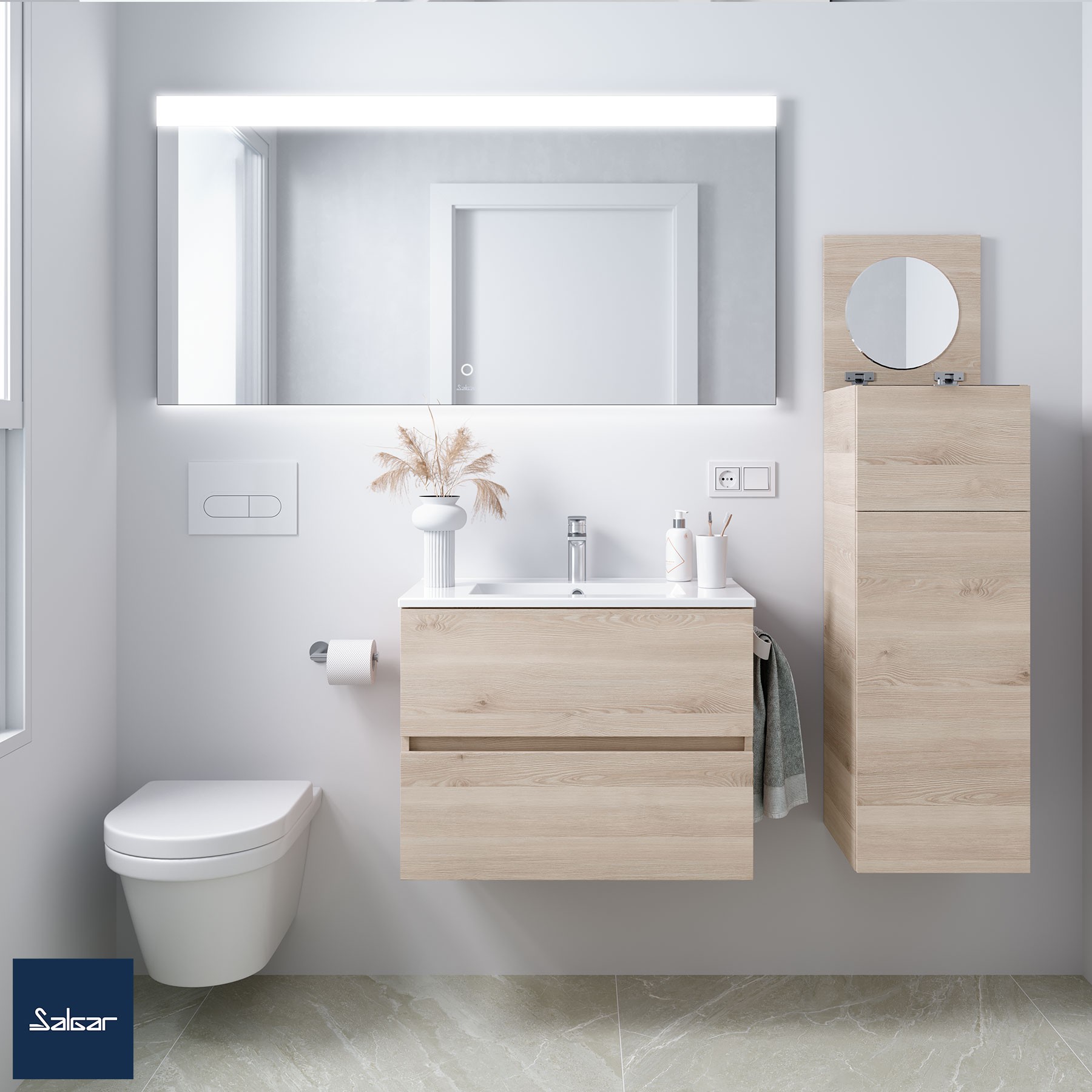 Schrank wandhängend FUSSION LINE 700 TIEFE 40 2 Schubladen mit Softeinzug NATURE 697 x 540 x 385 mm