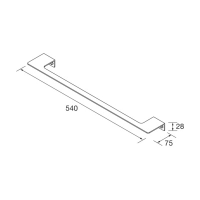 Halter SQUARE 54 MATT SCHWARZ 550 x 75 x 28 mm