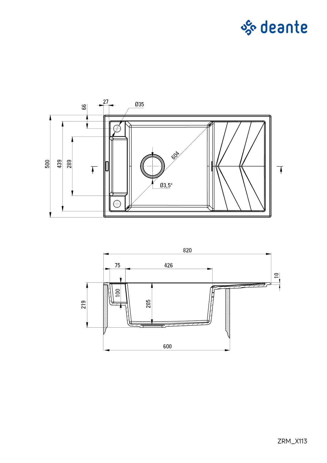 Magnetic - Magnetic-Granitspülbecken, 1-Becken mit Abtropffläche