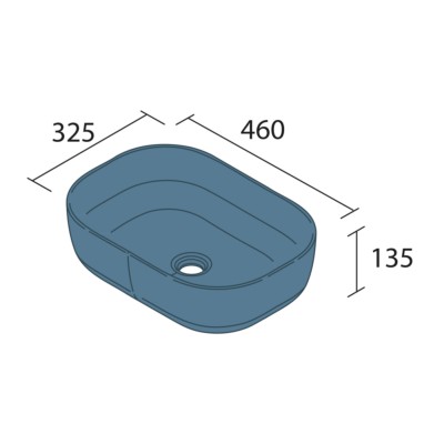 Aufsatzwaschtisch CARLA ohne Siphon und Clickerabfluss PORZELLAN DENIM Ø 360 x 105 mm