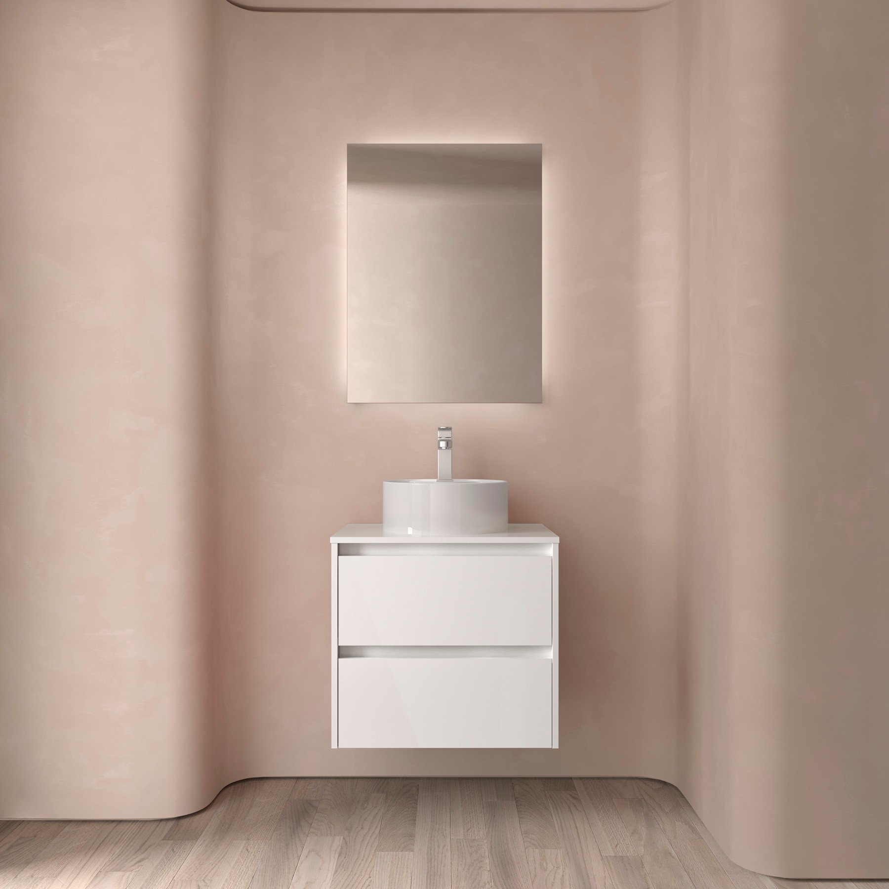 Badezimmermöbel NOJA 700 2 Türen WHITE GLOSS + Waschtisch-Platte