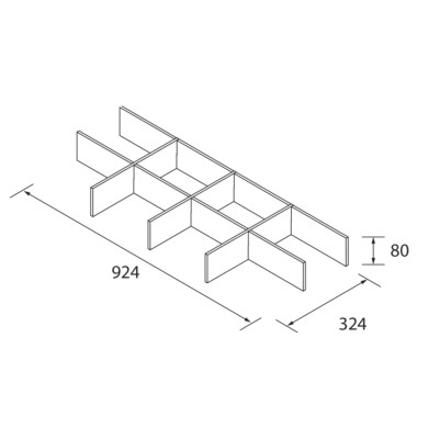 Trenneinsätz für untere Schublade S45 1000 KOHLENSCHWARZ-TX 924 x 80 x 324 mm