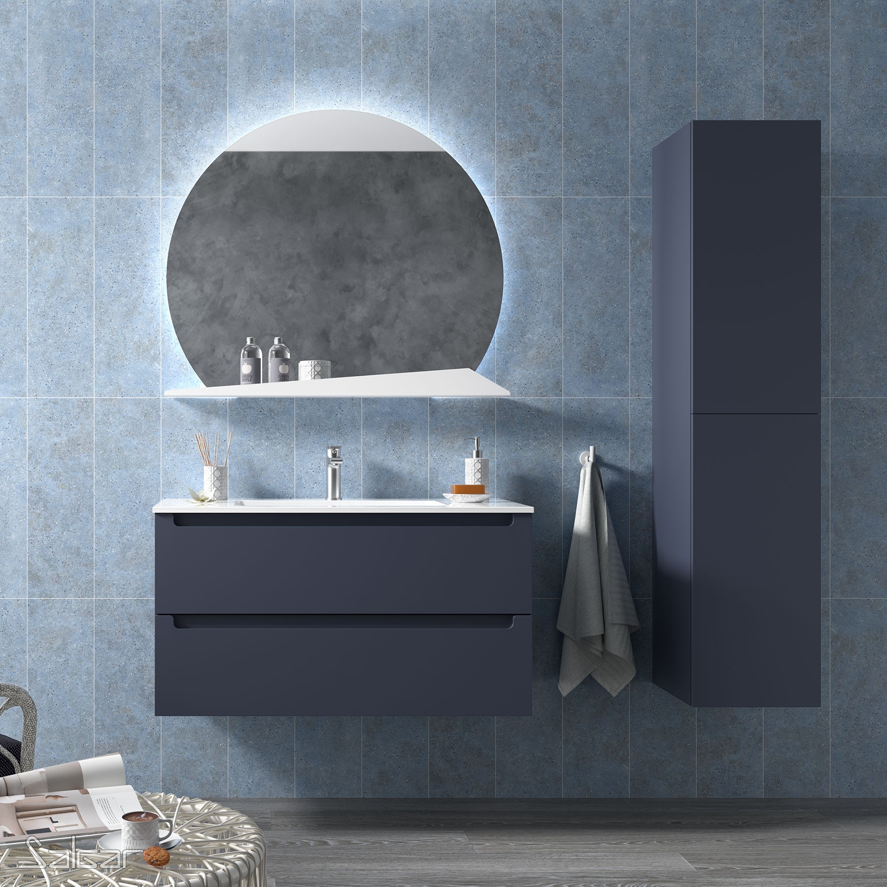 Schrank MONTERREY 1000 2 Metallauszug NIGHT BLUE 997 x 540 x 450 mm