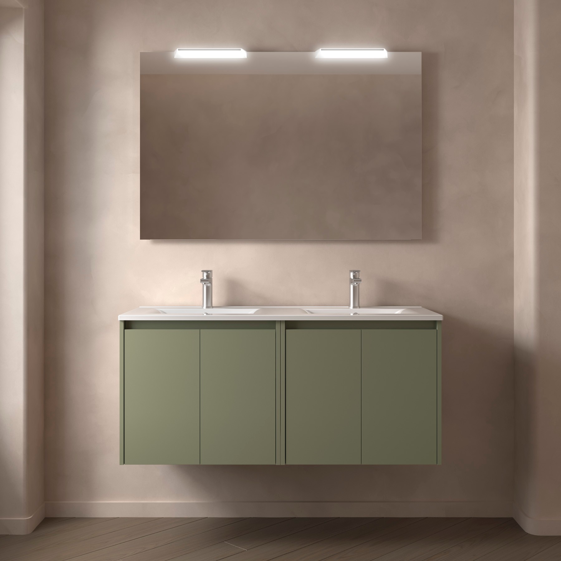 Badezimmermöbel NOJA 1200 4 Türen GREEN SATIN + Waschtisch