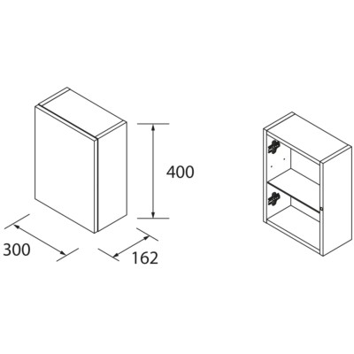 Schrankmodul ALLIANCE 300 1 Tür links/rechts mit Drucköffner WEIß GLÄNZEND 300 x 400 x 162 mm
