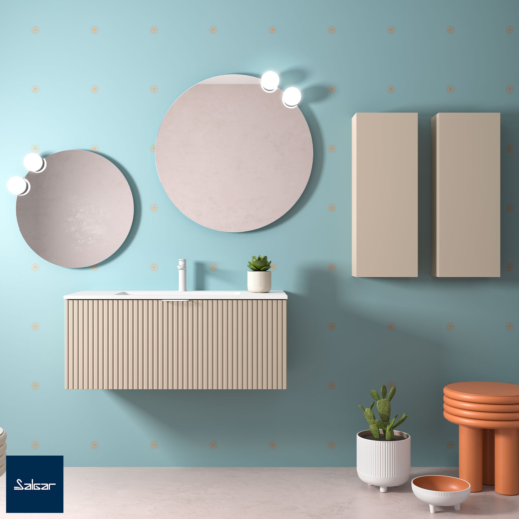 Schrank wandhängend BIBA 1000 1 Metallschublade MACCHIATO