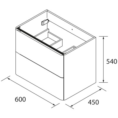 Schrank wandhängend UNIIQ 600 2 Schubladen mit Softeinzug CASTAÑO 598 x 540 x 450 mm