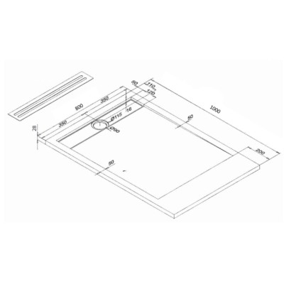 Duschtasse POMPEYA WEISS 800 x 1000 mm